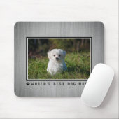 Best Dog Mam Paw Drukt Foto Rustic Wood Muismat (Met muis)