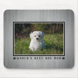 Best Dog Mam Paw Drukt Foto Rustic Wood Muismat