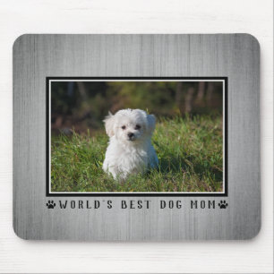 Best Dog Mam Paw Drukt Foto Rustic Wood Muismat
