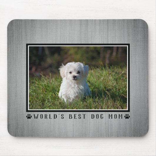 Best Dog Mam Paw Drukt Foto Rustic Wood Muismat (Voorkant)