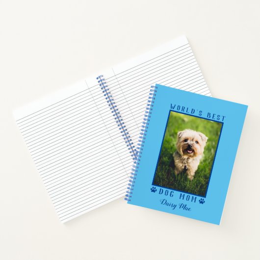 Best Dog Mam Paw Drukt Pet Foto Blauw Notitieboek (Binnen)