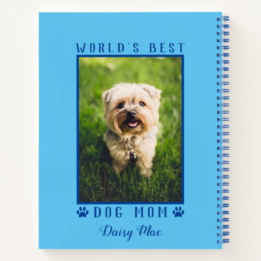 Best Dog Mam Paw Drukt Pet Foto Blauw Notitieboek (Achterkant)