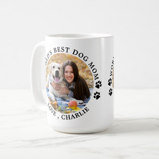 Best Dog Mam Paw Drukt Pet Foto Koffiemok (Voorkant links)