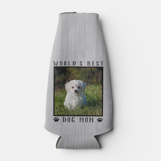 Best Dog Mam Paw Drukt Pet Foto Rustic Flesjeskoeler (Voorkant)