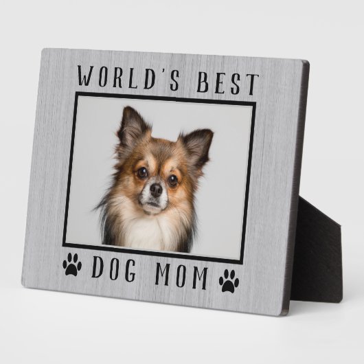Best Dog Mam Paw Drukt Pet Foto Rustic Fotoplaat (Zijkant)