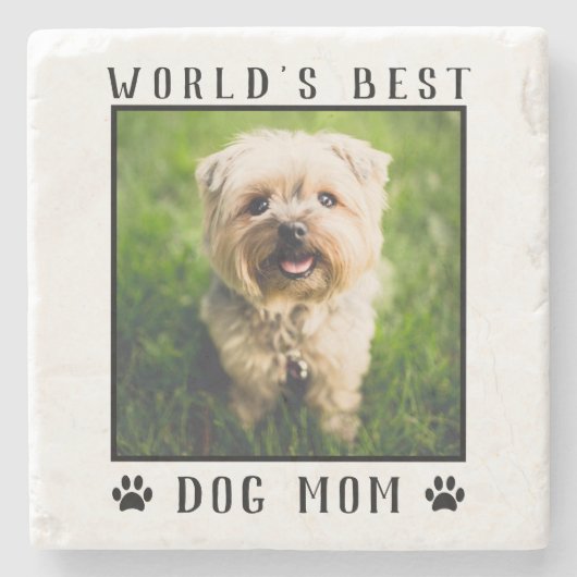 Best Dog Mam Paw Drukt Pet Foto Stenen Onderzetter (Voorkant)