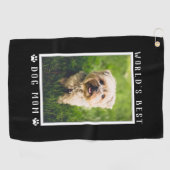 Best Dog Mam Paw Drukt Pet Foto zwart Golfhanddoek (Horizontaal)