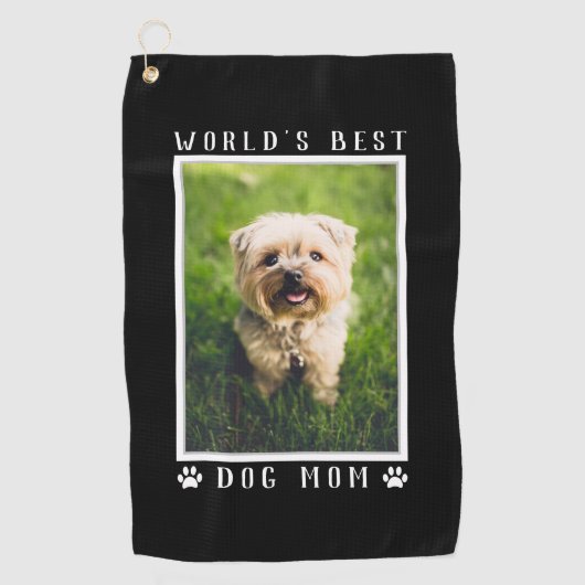 Best Dog Mam Paw Drukt Pet Foto zwart Golfhanddoek (Voorkant)