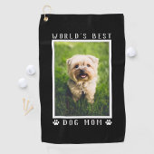 Best Dog Mam Paw Drukt Pet Foto zwart Golfhanddoek