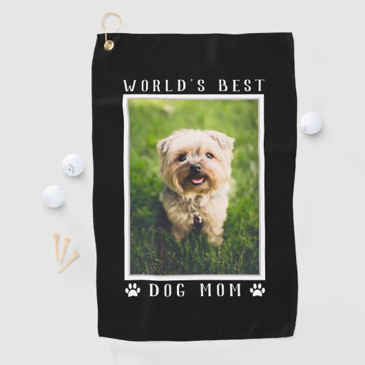 Best Dog Mam Paw Drukt Pet Foto zwart Golfhanddoek