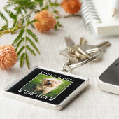 Best Dog Mam Paw Drukt Pet Foto zwart Sleutelhanger (Zijkant)