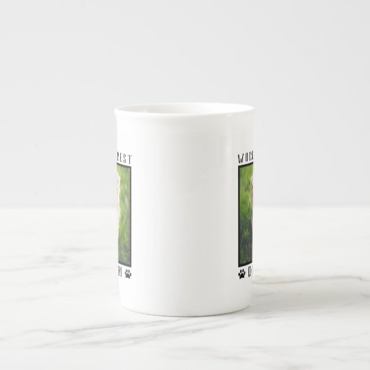 Best Dog Mam Paw Prints Pet Photo Lijst Porselein Kop (Voorkant)