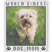 Best Dog Mam Paw Prints Pet Photo Lijst Sticker (Voorkant)