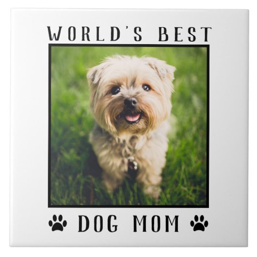 Best Dog Mam Paw Prints Pet Photo Lijst Tegeltje (Voorkant)
