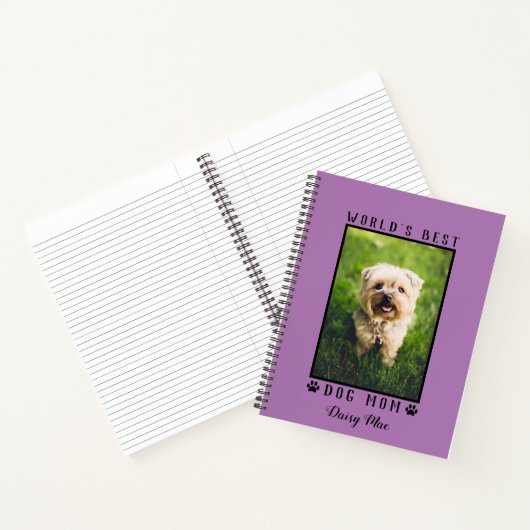 Best Dog Mam Paw Prints Pet Photo Paars Notitieboek (Binnen)