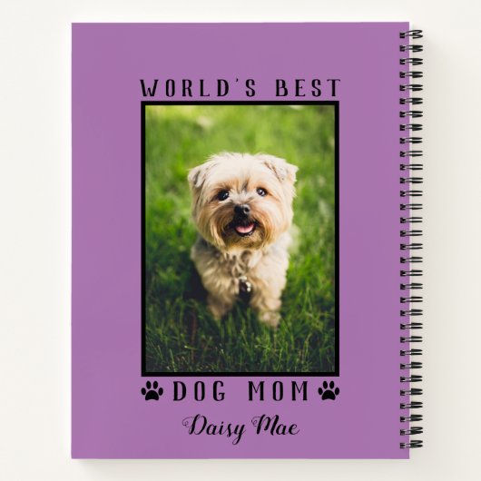 Best Dog Mam Paw Prints Pet Photo Paars Notitieboek (Achterkant)