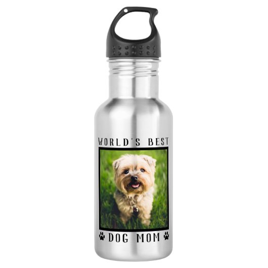 Best Dog Mam Pet Photo Paw Prints Waterfles (Voorkant)