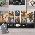 Best Dog Mam Photo Bureaumat<br><div class="desc">Gepersonaliseerde "Best Dog Mom Ever" 8 Photo Collage Desk Mat. Vier haar liefde en toewijding aan haar harige vrienden met deze aangepaste bureaumat, ontworpen om een persoonlijke en praktische touch aan haar werkruimte toe te voegen. "Best Dog Mom Ever" is elegant weergegeven aan de bovenkant in zwarte tekst over een...</div>