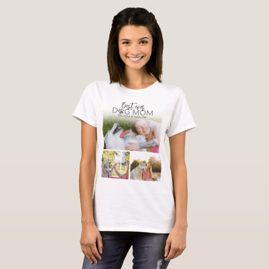 Best Dog Mam Photo Collage T-shirt (Voorkant volledig)