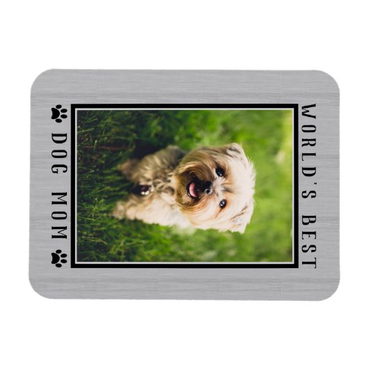 Best Dog Mam Photo Paw Prints Rustic Magneet (Horizontaal)