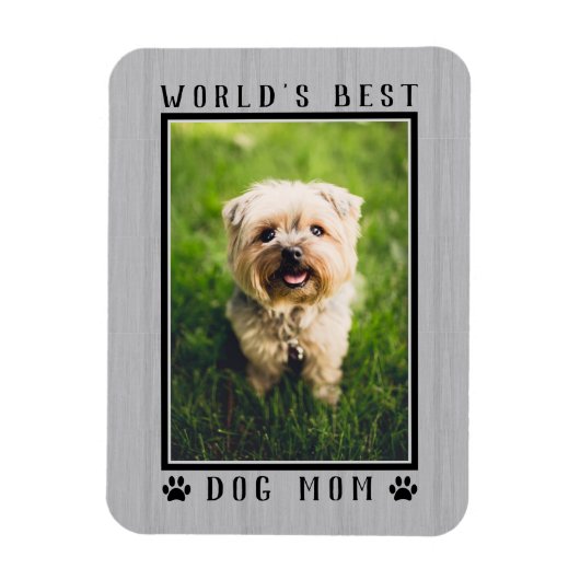 Best Dog Mam Photo Paw Prints Rustic Magneet (Verticaal)