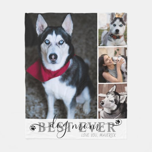 Best Dog Mam script 4 Photo Collage Paprints Fleece Deken (Voorkant)