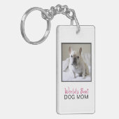 Best Dog Mam Square Dog Foto Roze Gray Sleutelhanger (Voorkant Links)