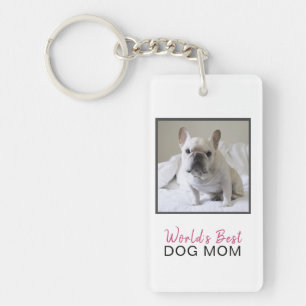Best Dog Mam Square Dog Foto Roze Gray Sleutelhanger