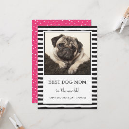 Best Dog Mam Striped | Zwart | Foto-Moederdag Kaart
