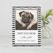 Best Dog Mam Striped | Zwart | Foto-Moederdag Kaart (Staand voorkant)