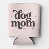 Best Dog Mam Trendy Retro Typografie en Pawprint Blikjeskoeler (Voorkant)