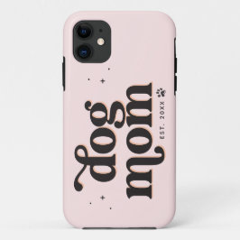 Best Dog Mam Trendy Retro Typografie en Pawprint Case-Mate iPhone Case