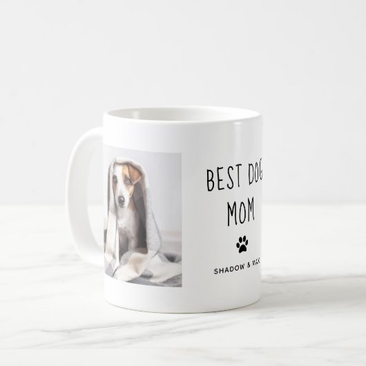Best Dog Mam | Twee handgeschreven foto's Koffiemok (Voorkant links)