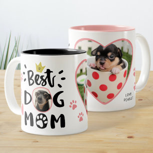 Best Dog Mam Typography Cute Paws Heart Pet Foto Tweekleurige Koffiemok