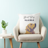 Best Dog Mama Baby Pillow – Cute Yellow Dog Illust Kussen (Stoel)