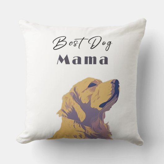 Best Dog Mama Baby Pillow – Cute Yellow Dog Illust Kussen (Voorkant)