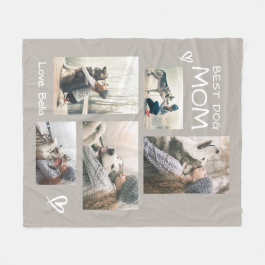 Best Dog Mom 5 Photo Collage Cozy Fleece Deken (Voorkant (Horizontaal))