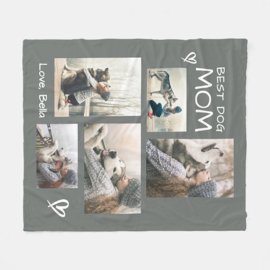 Best Dog Mom 5 Photo Collage Cozy Fleece Deken (Voorkant (Horizontaal))