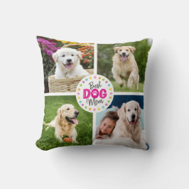 Best Dog Mom Custom 4 Photo Multicolor Paws Simple Kussen