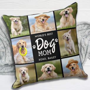 Best DOG MOM Custom 8 Photo Collage Kussen