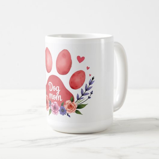 Best Dog Mom Ever – 15 oz Floral Mug Koffiemok (Voorkant rechts)