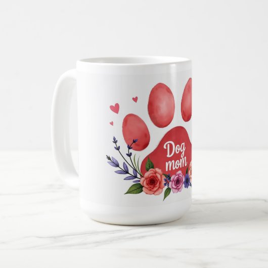 Best Dog Mom Ever – 15 oz Floral Mug Koffiemok (Voorkant links)