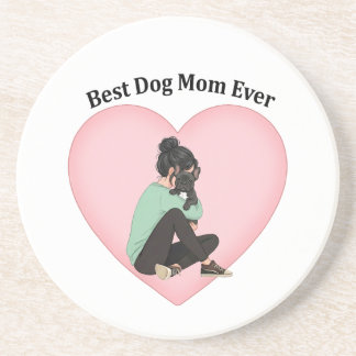 Best Dog Mom Ever Black French Bulldog Zandsteen Onderzetter