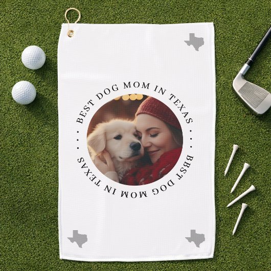 Best Dog Mom in Texas Personalized Photo Golfhanddoek