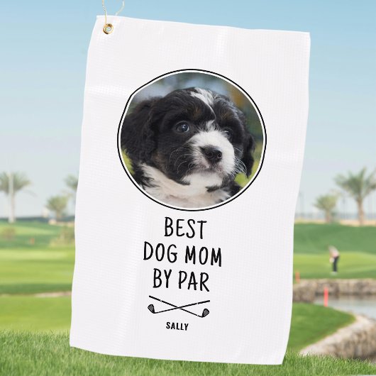 Best Dog Mom van Par Moederdag Custom Photo Golfhanddoek