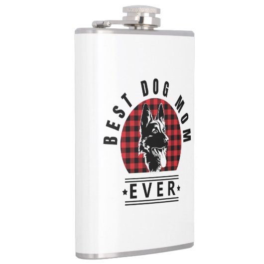 Best Dog Mum Ever Shepherd Dog Buffalo Check Heupfles (Rechts)