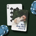 Best Dog Pap Ever | Foto Vaderdag Pokerkaarten<br><div class="desc">Creëer een Vaderdag cadeau voor een toegewijde huisvader met deze leuke fotokaarten. Pas je aan met een favoriete foto van zijn furbaby,  met de "beste hondvader" in het moderne blauw van de marine met een foto van een foto van een foto.</div>