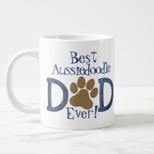 Best Dog Pap Ever, Paw Print & Denim, Foto Grote Koffiekop (Links)
