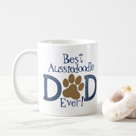 Best Dog Pap Ever, Paw Print & Denim, Foto Koffiemok (Met donut)