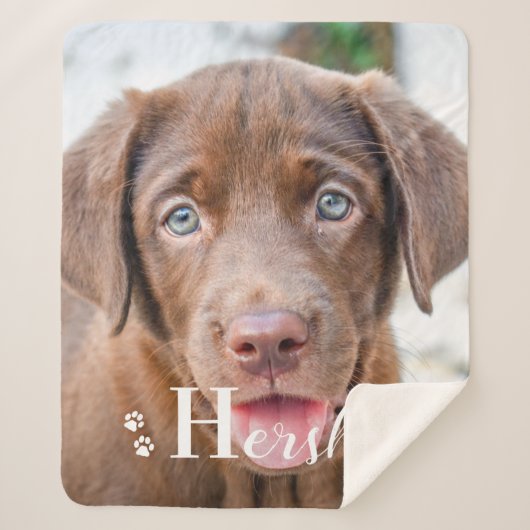 Best Dog Personalized Pet Labrador Puppy Photo Sherpa Deken (Voorkant)
